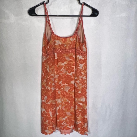 Soft Sensations Nightgown with lace in Size Large Orange and White Hawaiian - Picture 3 of 5